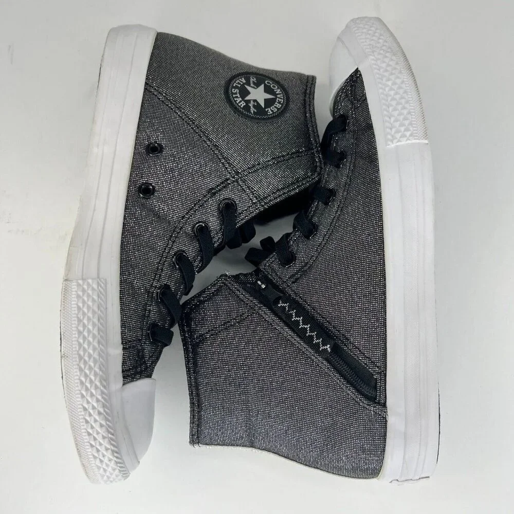 Converse Junior 661850F Gray Chuck Taylor All Star Lace Up Zip Size 6 Sneakers
